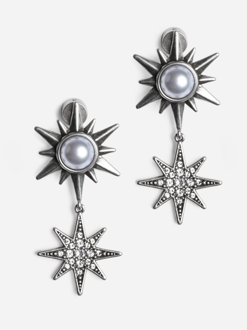 Johnny Was Star Earrings in Silver with Pearl. Brand new!
